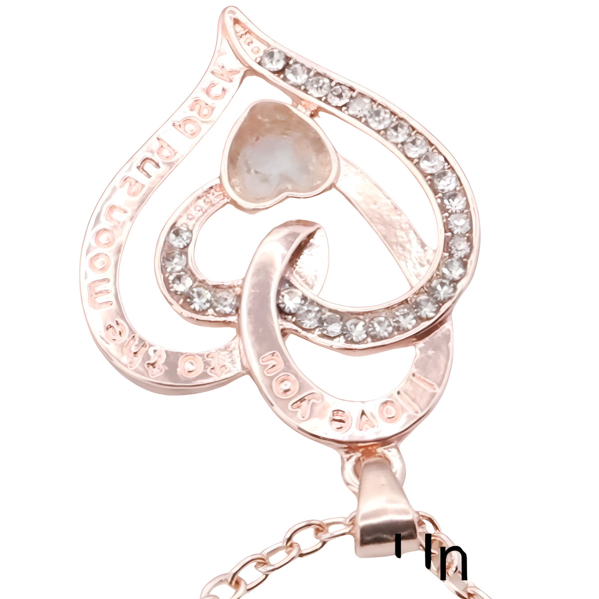 Heart Design Crystal Rhinestone Channel Zinc Alloy 18K Gold Plated Necklace B305