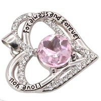 Heart Shaped Zircon Necklace For Women Stainless Steel Pendant Pink Stone B269