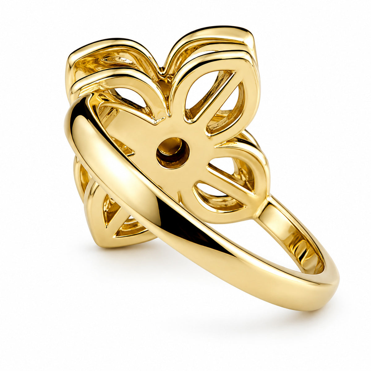 Elegant Rotatable Four Leaf Clover Spinner Ring Zirconia Adjustable 1522