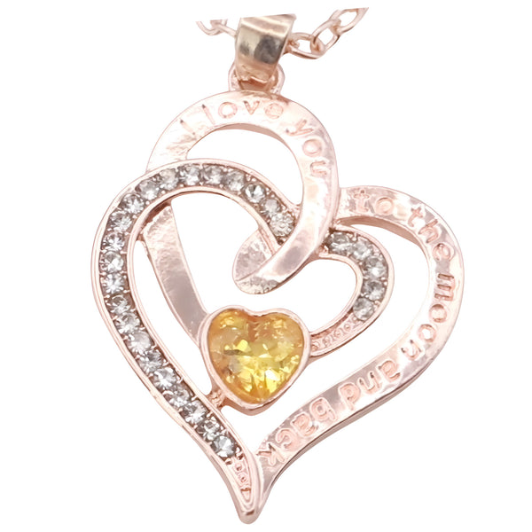 18K Gold Plated Heart Shaped Pendant Necklace Women Zinc Alloy Romantic B312