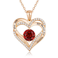 14K Gold Plated Stainless Steel Heart Pendant Necklace with Round Created B284