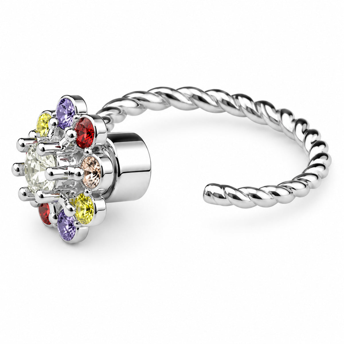 Multicolour Flower Spinner Ring Adjustable Open Band Spinning Rotating 1552