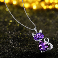 Stainless Steel Jewelry Heart of The Ocean Crystal Cat Pendant Zinc Alloy 558