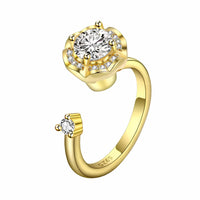 Floral Halo Spinner Ring Rotatable Adjustable Open Band Spinning Fidget 1569