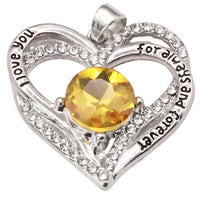 Love Heart-Shaped Zircon, Engraved “Love You Forever” Trendy Heart-Shaped B267