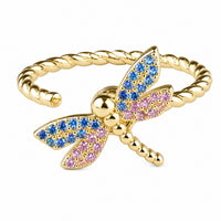 Dragonfly Spinner Ring Adjustable Open Band Spinning Rotating Fidget Ring 1563