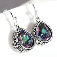 Bohemian Retro Dangle Earrings Women, Copper Alloy Cubic Zirconia Teardrop 551
