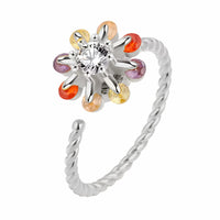 Multicolour Flower Spinner Ring Adjustable Open Band Spinning Rotating 1552