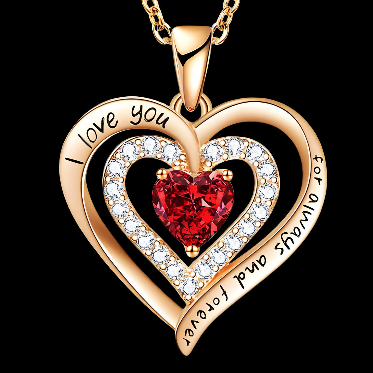 Heart Pendant Necklace Women - Gold Plated Zinc Alloy Double Heart Pendant B296