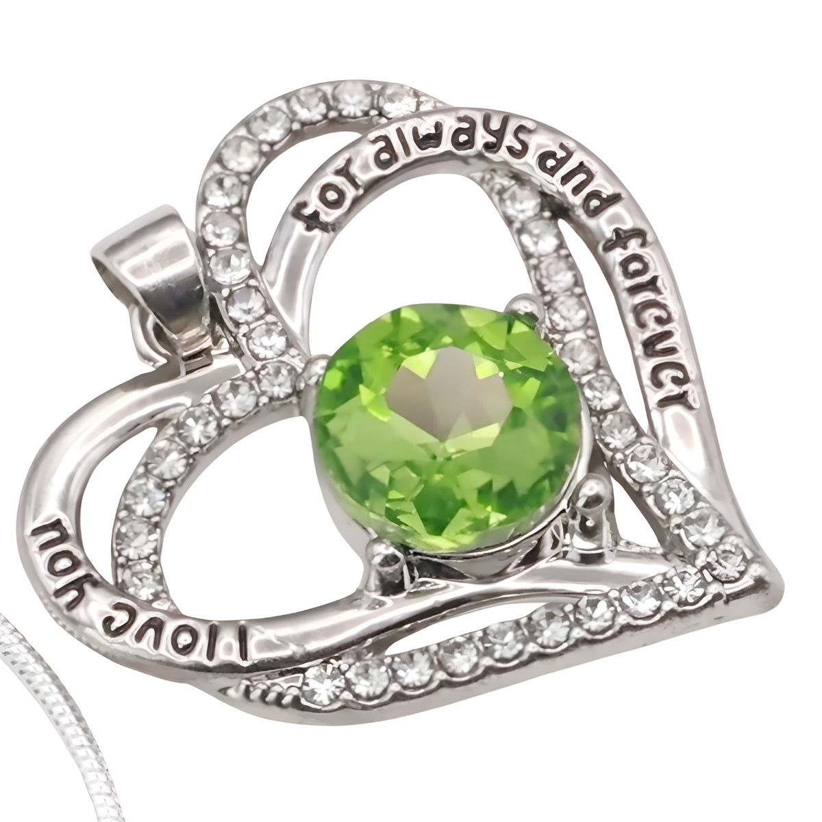 Lime Citrine Yellow Zircon Heart Necklace Women Rhodium-Plated Base Metal B275