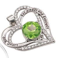 Lime Citrine Yellow Zircon Heart Necklace Women Rhodium-Plated Base Metal B275