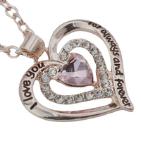 Micro-Insert Cubic Zirconia Accent, Heart-Cut Center Crystal, Link Chain  B299