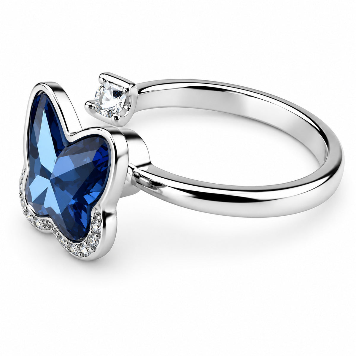 Rotatable Spin Ring Blue Butterfly Spinner Ring Adjustable Open Spinning 1553