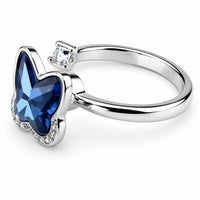 Rotatable Spin Ring Blue Butterfly Spinner Ring Adjustable Open Spinning 1553