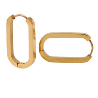 Gold Hoop Earrings Women, Small Stainless Steel Geometric Triangle Rectangle 549
