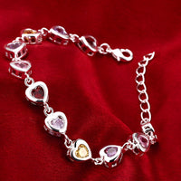 Unified Jewellery Multicolour Heart Crystal Tennis Bracelet Adjustable Wome 1865