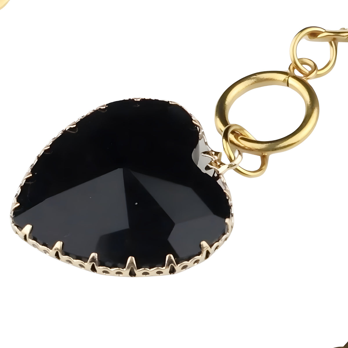 Black Heart Pendant Necklace Bold Toggle Chain Statement Collar Necklace 1329