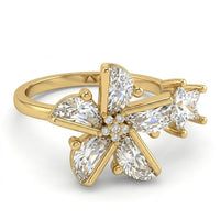 Gold Plated Rotatable Zircon Flower Star Spinner Ring Adjustable Fidget 1523