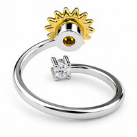Two Tone Sunflower Ring Gold Silver Floral Spinner Adjustable Open Band 1544