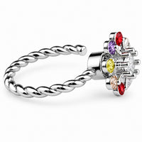 Multicolour Flower Spinner Ring Adjustable Open Band Spinning Rotating 1552