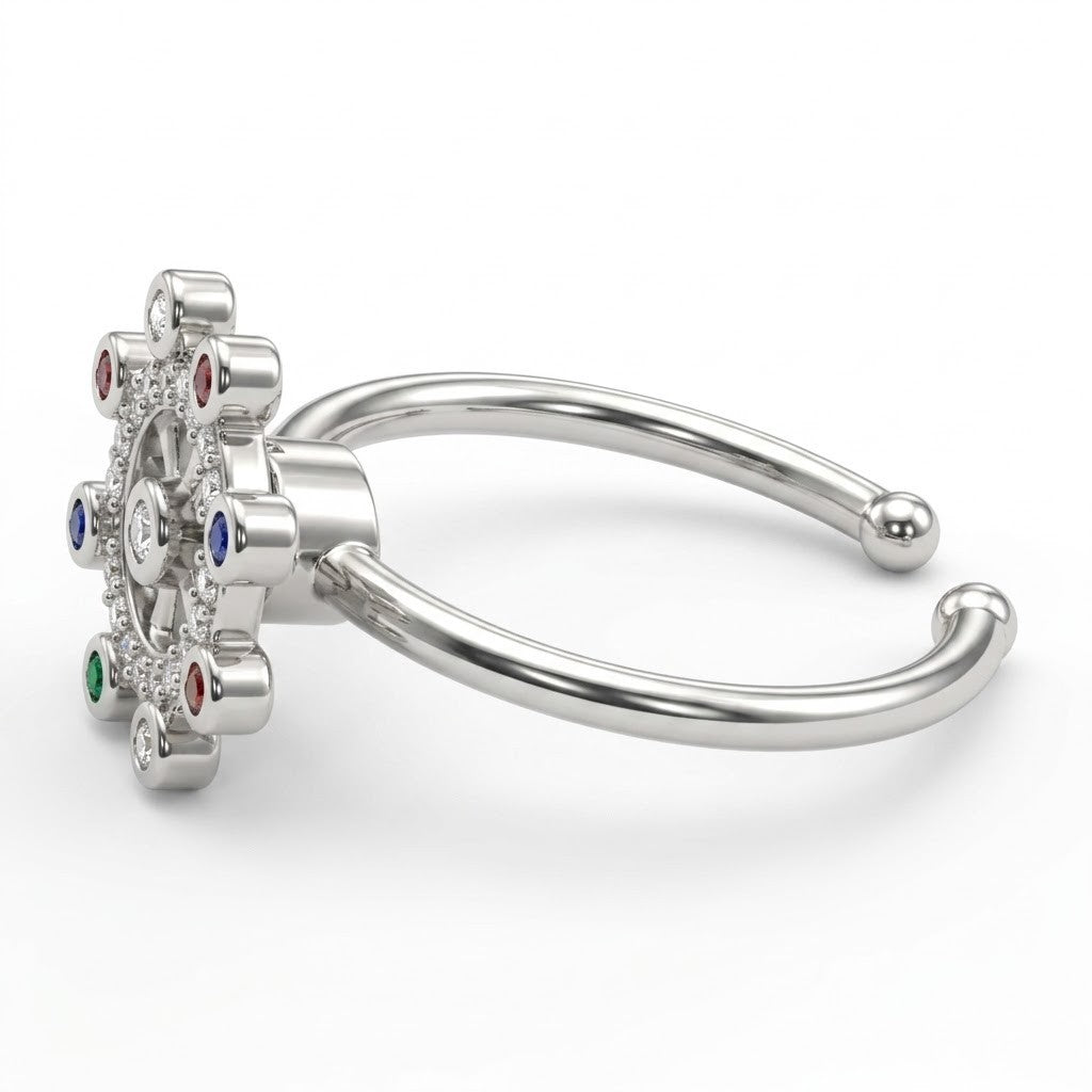 Rotatable Spin Ring Multicolour Floral Halo Spinner Ring Adjustable Open 1559