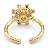 Multicolour Crystal Cluster Ring Adjustable Open Spinner Rotating Fidget 1560