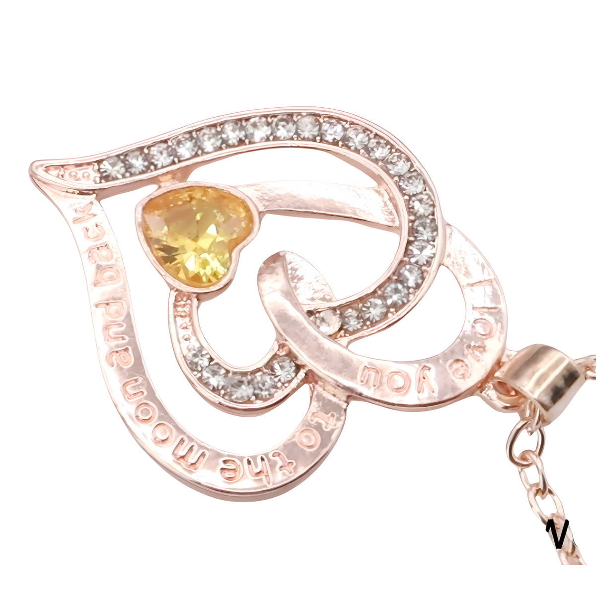 18K Gold Plated Heart Shaped Pendant Necklace Women Zinc Alloy Romantic B312