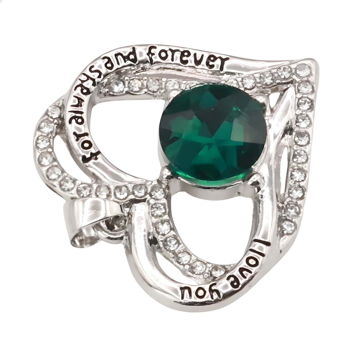 Emerald Heart Necklace For Women Rhodium-Plated Base Metal Zircon Fashion B277