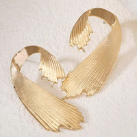 Elegant Gold-Plated Dangle Earrings for Women, Unique Irregular Stripe 553