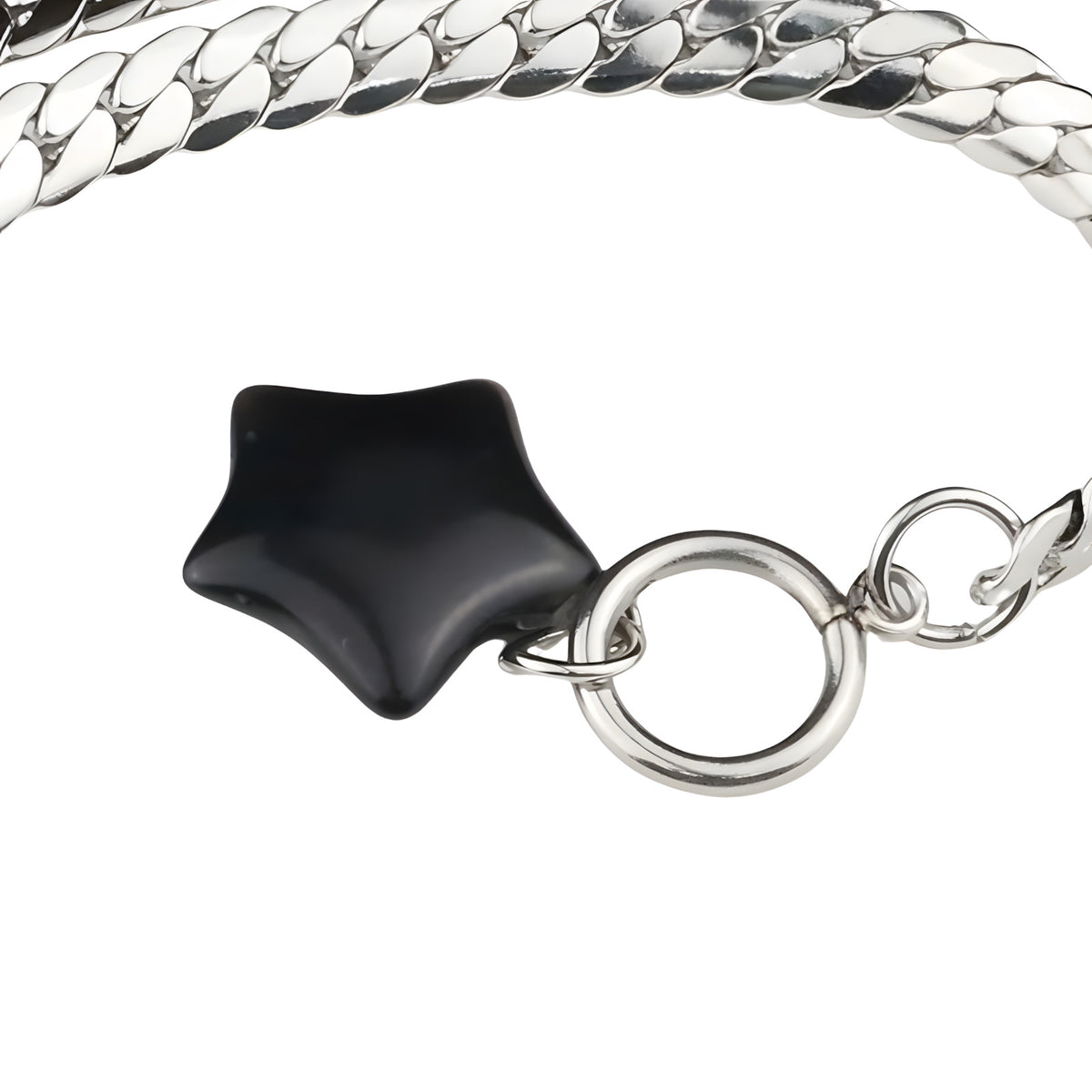 Black Star Pendant Necklace 40cm Cuban Chain Toggle Clasp Gothic Streetwear 1327