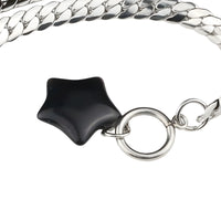 Black Star Pendant Necklace 40cm Cuban Chain Toggle Clasp Gothic Streetwear 1327