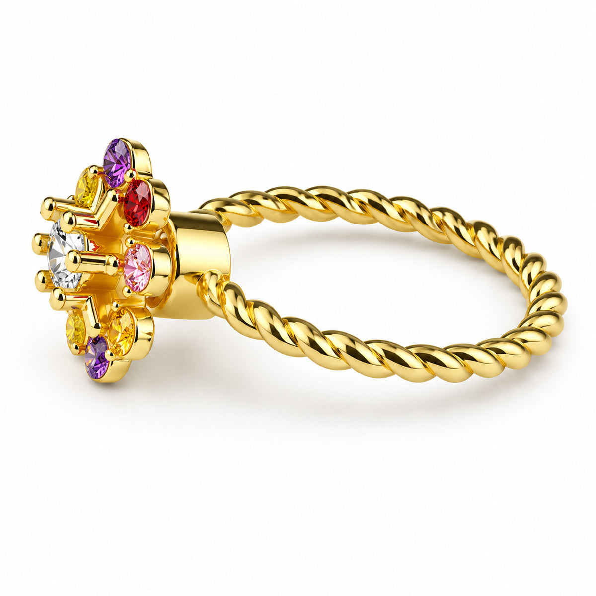 Floral Spinner Ring Multicolour Crystal Flower Adjustable Open Ring Anxiety 1551