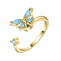 Butterfly Spinner Ring Adjustable Open Band Spinning Rotating Fidget Ring 1548