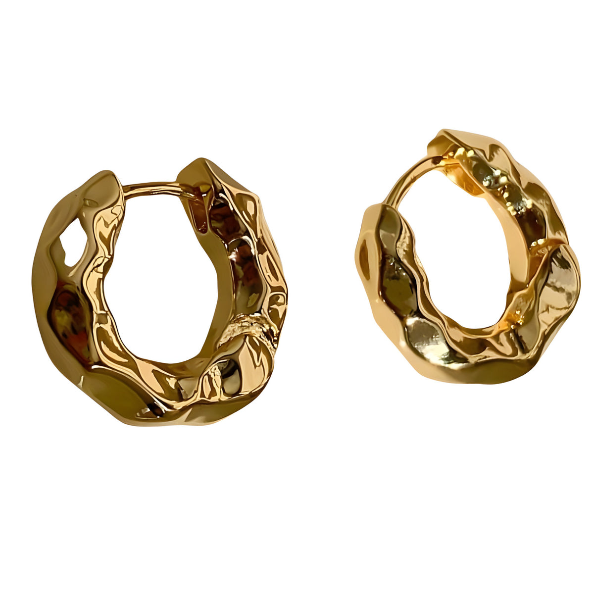 Vintage Gold Irregular Hammered Chunky Earrings Women Minimalist Geometric 547