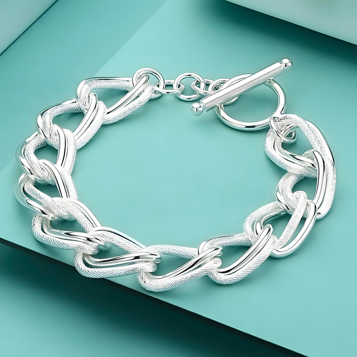 Unified Jewellery 925 Premium Chunky Oval Link Bracelet Toggle Clasp 20cm 1859