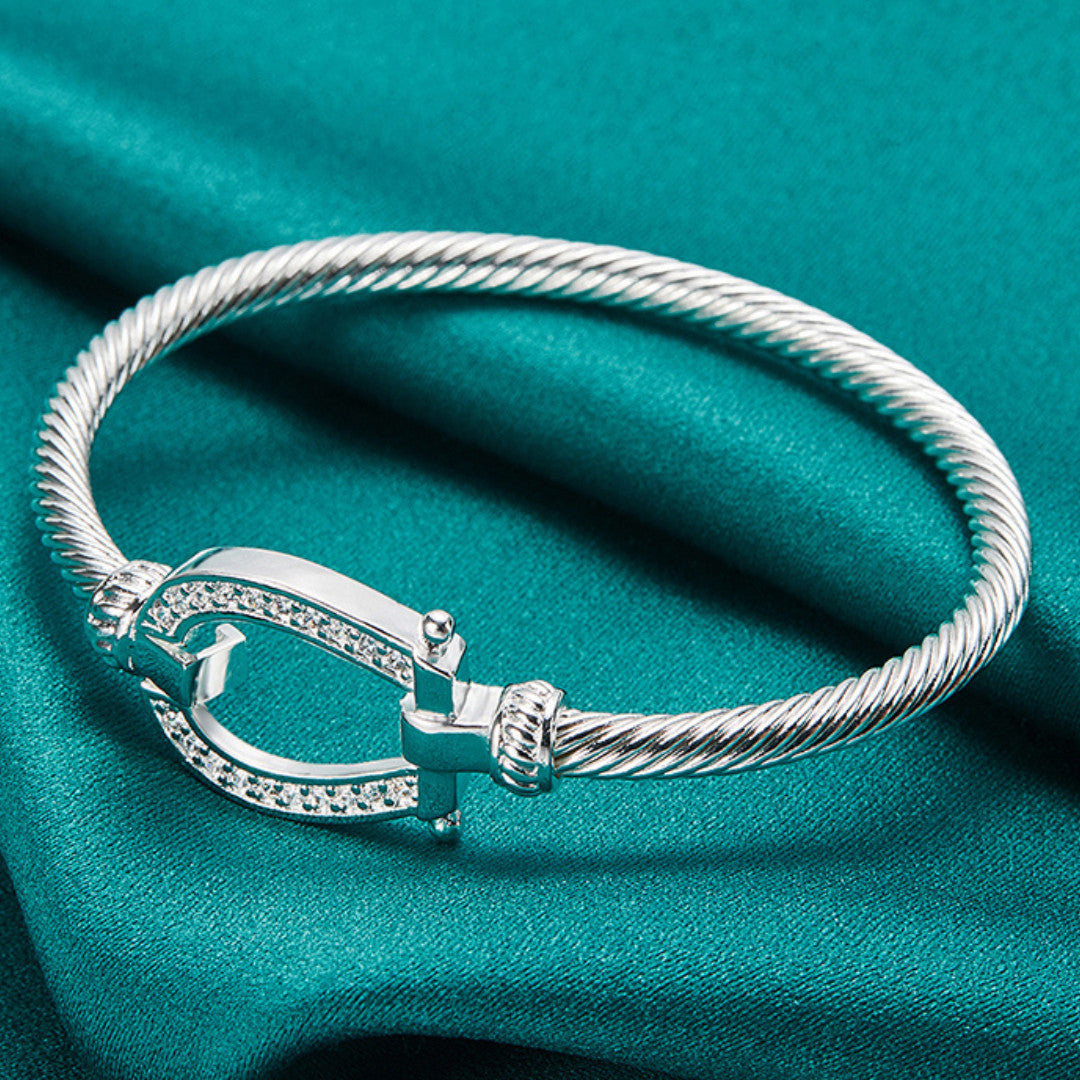 Unified Jewellery 925 Premium Crystal Horseshoe Cable Bangle Bracelet 15g 1850