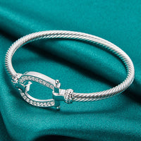 Unified Jewellery 925 Premium Crystal Horseshoe Cable Bangle Bracelet 15g 1850