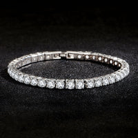 Silver Colour Tennis Bracelet For Women, Round Clear Stone Bracelet B335