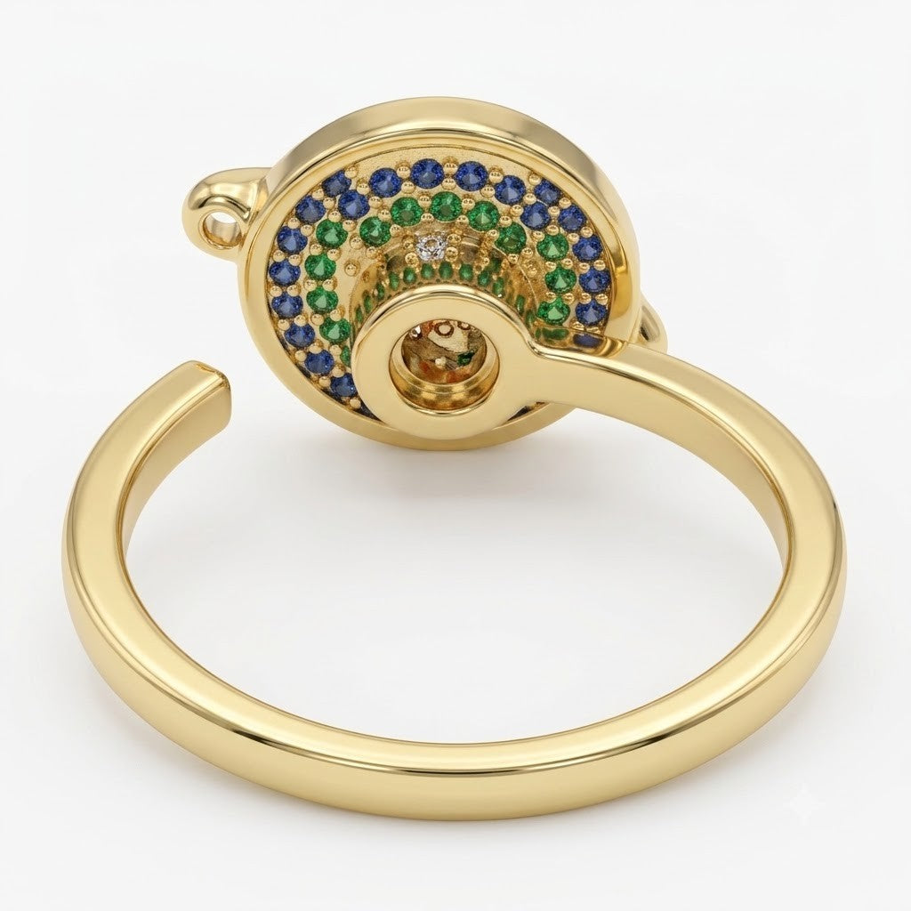 Exclusive Rotatable Planet Saturn Spinner Ring MultiColor Zircon Adjustable 1528