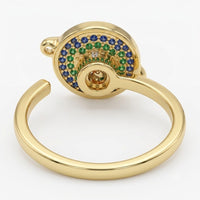 Exclusive Rotatable Planet Saturn Spinner Ring MultiColor Zircon Adjustable 1528