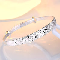 Unified Jewellery Engraved Floral Wide Bangle Adjustable Bracelet Women 1863