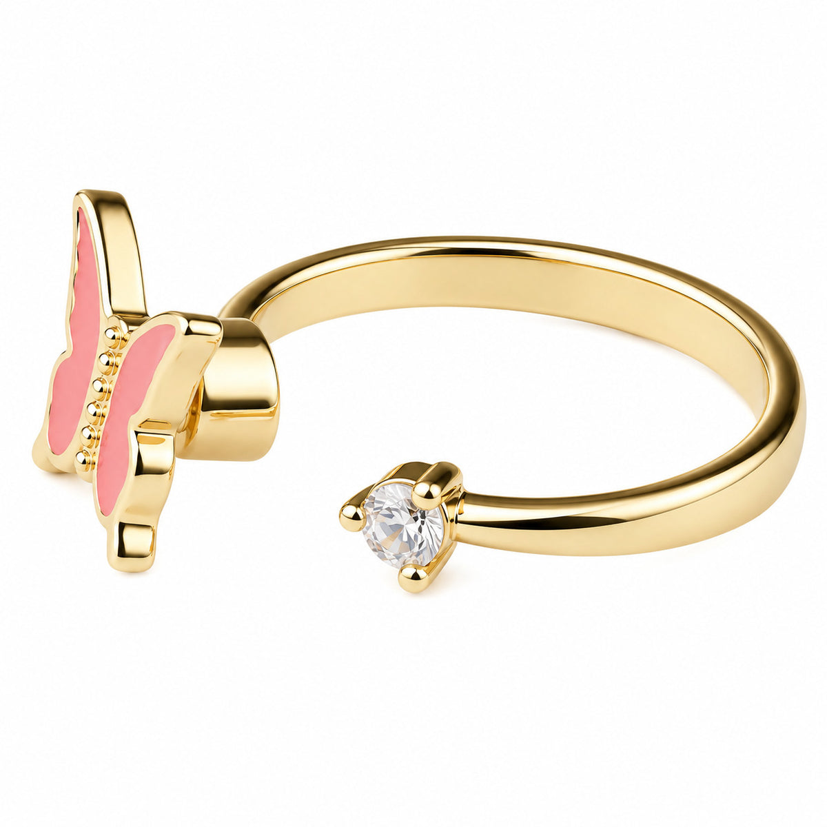 Gold Butterfly Ring Adjustable Open Spinner Ring Rotating Fidget Ring 1572