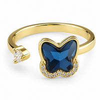 Gold Butterfly Ring Rotatable Adjustable Open Band Spinning Fidget Ring 1554