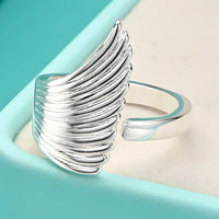Unified Jewellery Adjustable Angel Wing Feather Statement Ring Women Silver 1867