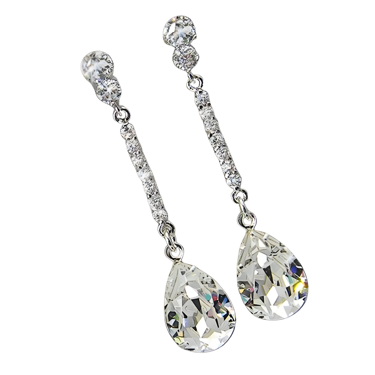 Luxury Women Long Hanging Earring with AAA Pear Cubic Zircon Simple Elegant 1858