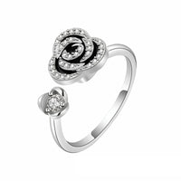 Anxiety Relief Spin Ring Adjustable Rotating Fidget Ring Rose Flower Design 1535