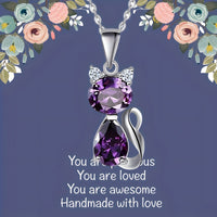 Stainless Steel Jewelry Heart of The Ocean Crystal Cat Pendant Zinc Alloy 558