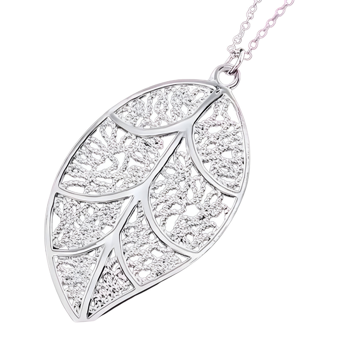 Unified Jewellery Premium Filigree Leaf Pendant Necklace 45cm 1852