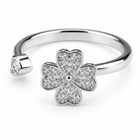 Rotating Spinner Ring Adjustable Fidget Anxiety Four Leaf Clover Crystal 1538