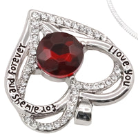 Heart Zircon Pendant Necklace Women Stainless Steel Link Chain Red Stone B270